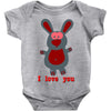 i love you bunny hare rabbit cupid couple kiss fun Baby Onesie
