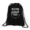 resting grinch face Drawstring Bags