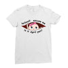 April Peeking Out Baby Girl Ladies Fitted T-Shirt
