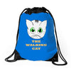 the walking cat! Drawstring Bags