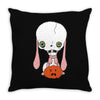 skull bunny Throw Pillow