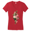 breast cancer flowers Women's V-Neck T-Shirt
