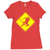ninja crossing sign Ladies Fitted T-Shirt