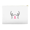 breast with pink ribbon Accessory Pouches