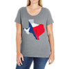 Eroded Texas Map With Flag Ladies Curvy T-Shirt