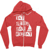 eat sleep sail repeat Zipper Hoodie
