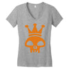 king skull emo club pirate dance music reggae Women's V-Neck T-Shirt
