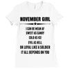 Super November Girl Ladies Fitted T-Shirt