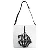 middle finger skeleton bone skull grafitti art Adjustable Strap Totes