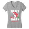 sister shark doo doo doo family matching Women's V-Neck T-Shirt