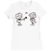 cute love robots Ladies Fitted T-Shirt