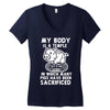 my body is a temple in which a lot of pigs have been sacificed Women's V-Neck T-Shirt