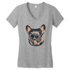 blue and tan frenchie Women's V-Neck T-Shirt