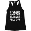 i flexed and the sleeves fell off Racerback Tank