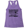 i'm a secondhand vegetarian. cows eat grass, i eat cows. Racerback Tank