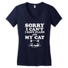 sorry i can't i have plans with my cat lady funny Women's V-Neck T-Shirt