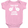 this guy loves coffee Baby Onesie
