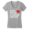 love peace and bacon grease Women's V-Neck T-Shirt