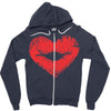 lip print heart Zipper Hoodie