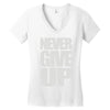never give up (2) Women's V-Neck T-Shirt