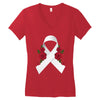 lung cancer white ribbon Women's V-Neck T-Shirt