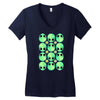 sad alien and daisy nineties grunge pattern Women's V-Neck T-Shirt