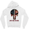 skull us flag live free or die Zipper Hoodie