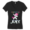 july born unicorns Women's V-Neck T-Shirt