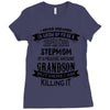 Super Cool Stepmom Of A Freaking Awesome Grandson Ladies Fitted T-Shirt