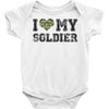 i love my soldier regular camouflage Baby Bodysuit