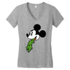 mickey puke Women's V-Neck T-Shirt