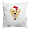 golden retriever dog with red santa's hat Throw Pillow