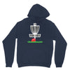 disc golf frisbee leaning on target basket innova Hoodie