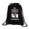 All i Need is Love A Camera Drawstring Bags
