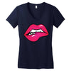 sexy lip biting Women's V-Neck T-Shirt
