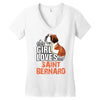 This Girl Loves Saint Bernard Women's V-Neck T-Shirt