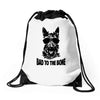bad to the bone Drawstring Bags
