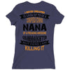 Super Cool Nana Of A Freaking Awesome Granddaughter Ladies Fitted T-Shirt