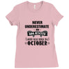 never underestimate an old man who was born in october Ladies Fitted T-Shirt