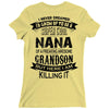 Super Cool Nana Of A Freaking Awesome Grandson Ladies Fitted T-Shirt