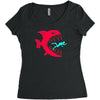 monster fish eats diver Women's Triblend Scoop T-shirt