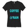 coffee books and rain Women's V-Neck T-Shirt