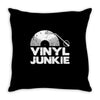 vinyl junkie white logo Throw Pillow