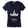 birthday unicorn family series birthday boy Women's V-Neck T-Shirt