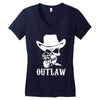outlaw cow boy motor bike Women's V-Neck T-Shirt