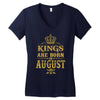 kings are born in august Women's V-Neck T-Shirt