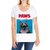 Jaws Parody Paws Ladies Curvy T-Shirt