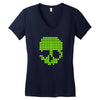 skull pixels t shirt cool funny Women's V-Neck T-Shirt