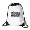 no sleep till preschool Drawstring Bags