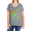 pumpkin skeleton dabbing Ladies Curvy T-Shirt